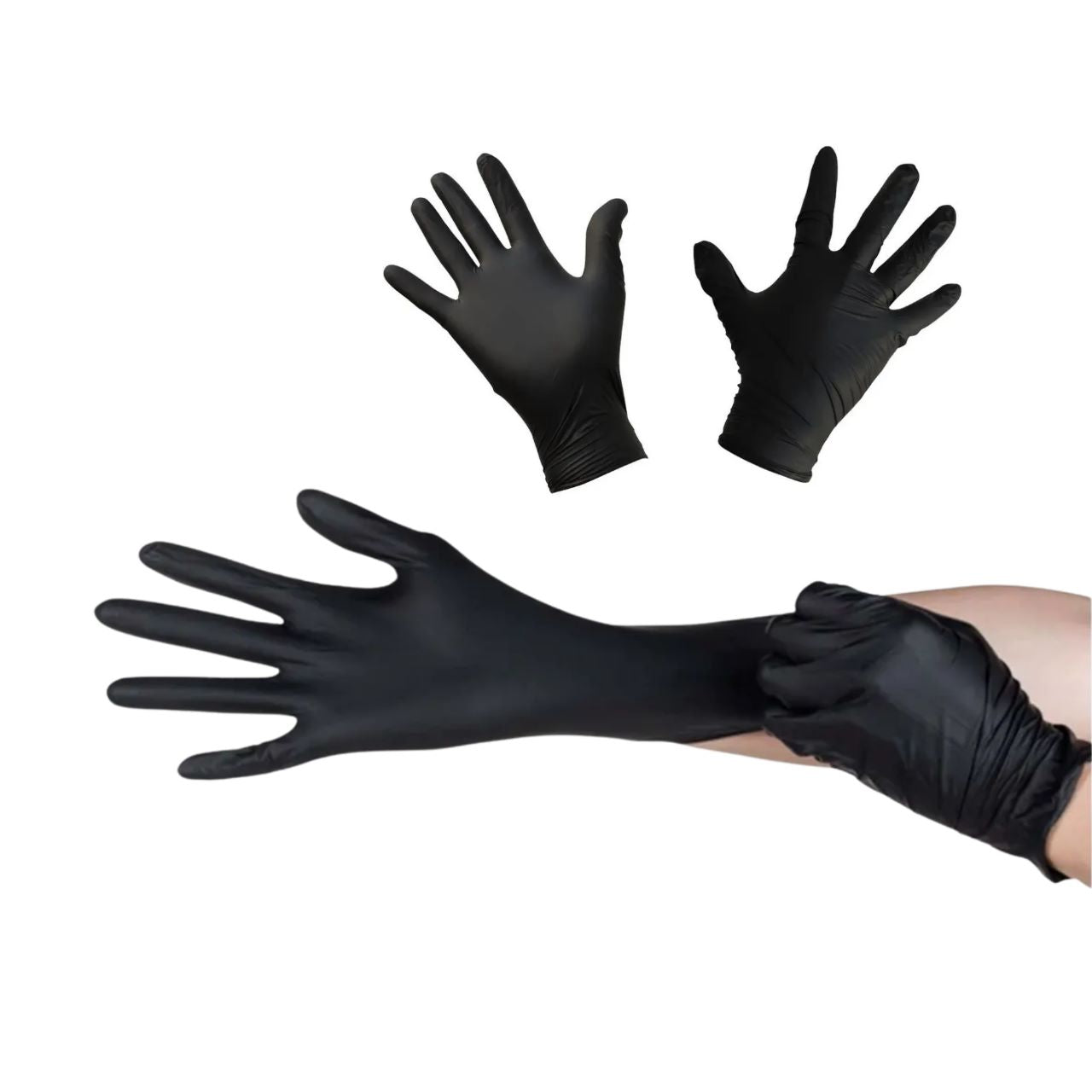 GUANTES VINIL-NITRILO 4X4 NEGRO M 100PZ